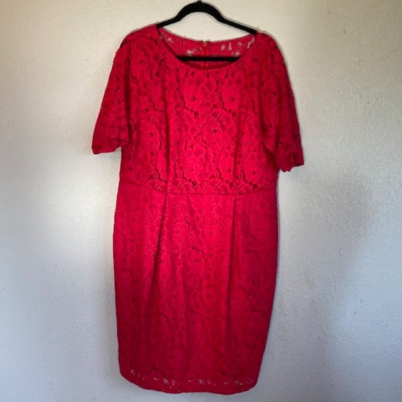 Adrianna Papell Dresses & Skirts - Adrianna Papell - Red Lace Midi Dress Floral